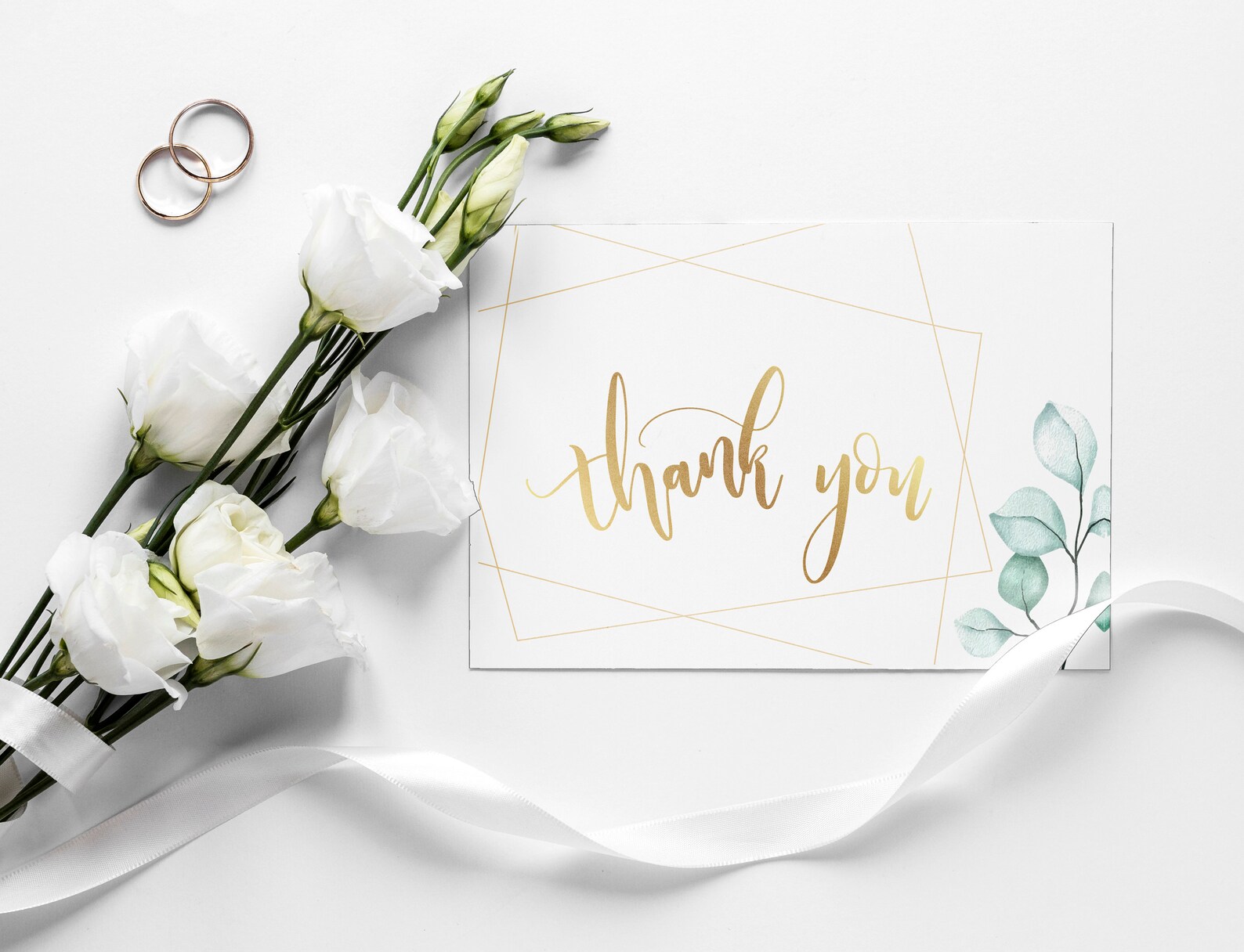Thank You Card Gold Foil Card Wedding Thank You Card Bridal Etsy