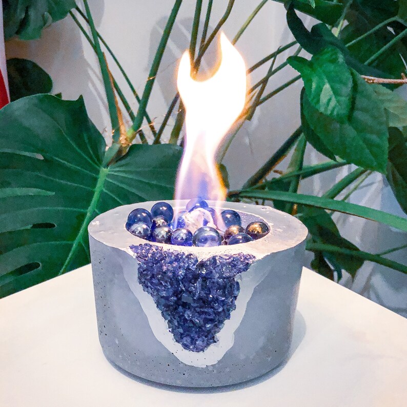 Chiminea Tabletop Fire Pit Fire Bowl With Navy Blue Crystals Etsy UK