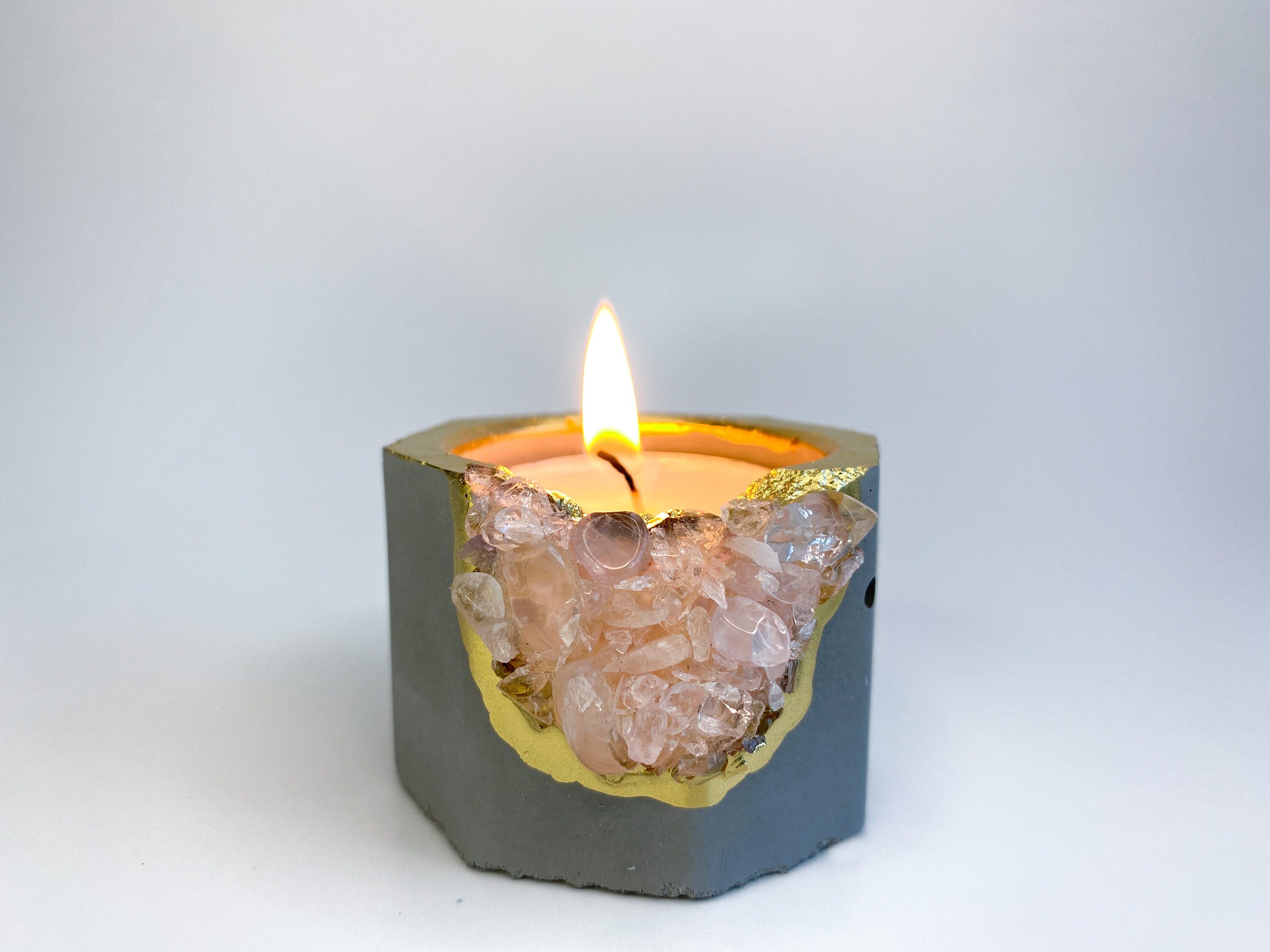 Geode Candle Holder Christmas Rose Quartz Air Plant Holder Etsy