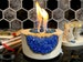 Tabletop Fireplace with Navy Blue Crystals | Indoor Fire Bowl | Fire Pit Outdoor Decor Portable Table Top Chiminea Meditation Geode Candle 