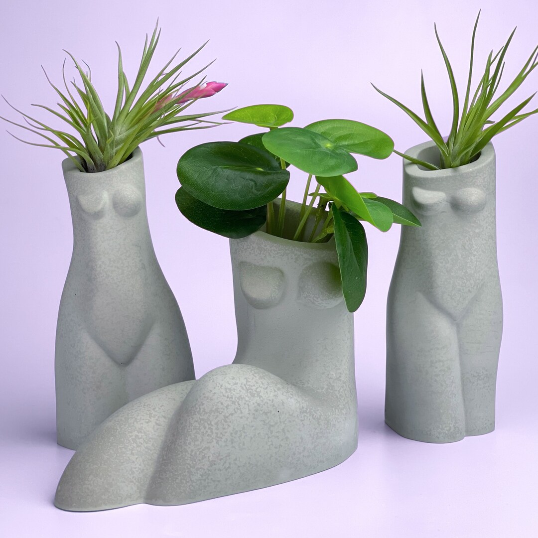 Female Body Vase, Set of 3 Vases Air Plant Holder, Women Butt Planter, Adult Booty Pot, Nude