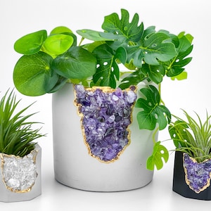 Amethyst Luftpflanzenhalter | Großer Geode Übertopf | Sukkulenten Kristall Pflanzer | Kaktustopf | Geode Übertopf | Luftpflanzenhalter | Wohnkultur