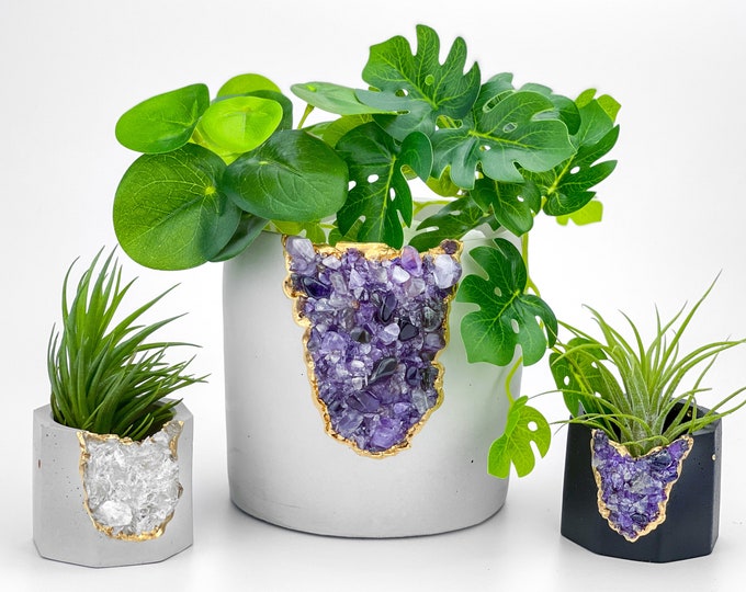 Amethyst Geode Planter | Concrete Crystal Air Plant Holder