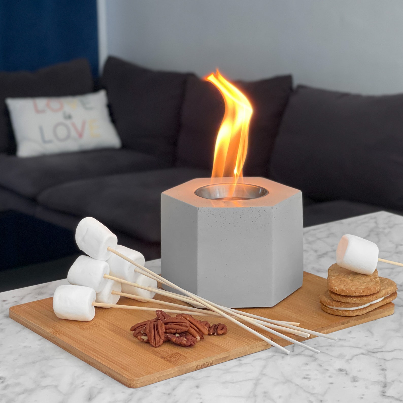 Rubbing Alcohol Indoor Fire Bowl Tabletop Fire Pit Concrete Etsy