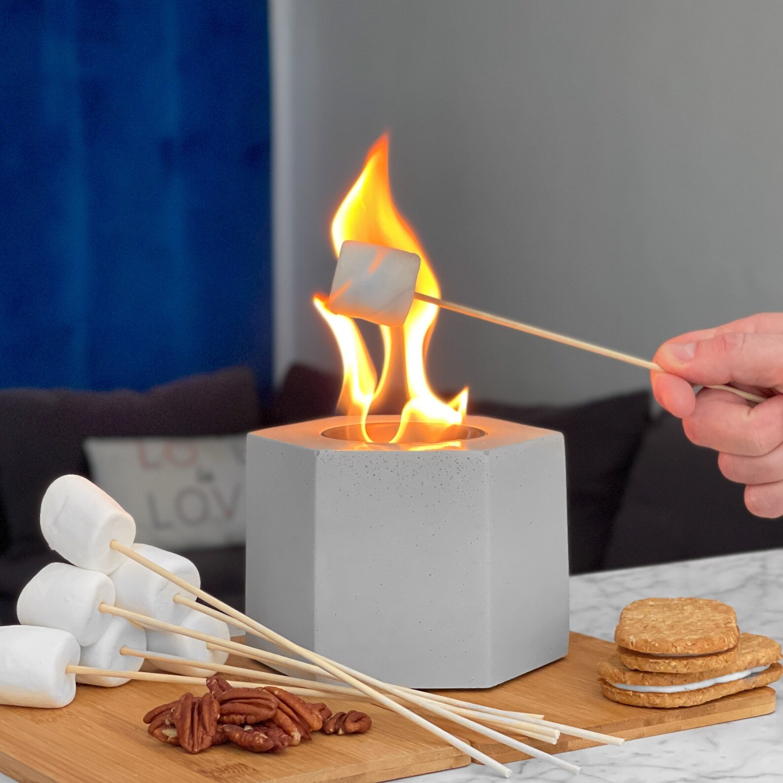 Rubbing Alcohol Indoor Fire Bowl Tabletop Fire Pit Concrete Etsy