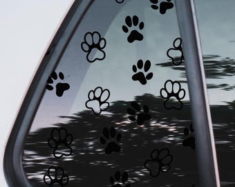 Dog Paw Print Car Window Decal | Pet Lover Vinyl Sticker for Back Window | Cute Animal Tracks Car Decor
