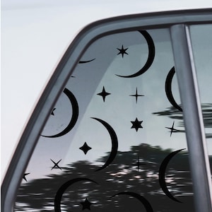 Moon and Stars Vinyl Decal for Car Window (18x11.5 inches)