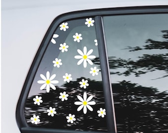 Daisy Window Decal | Cute Flower Car Sticker | Floral Vinyl Decal for Windows, Laptops, Mirrors & More