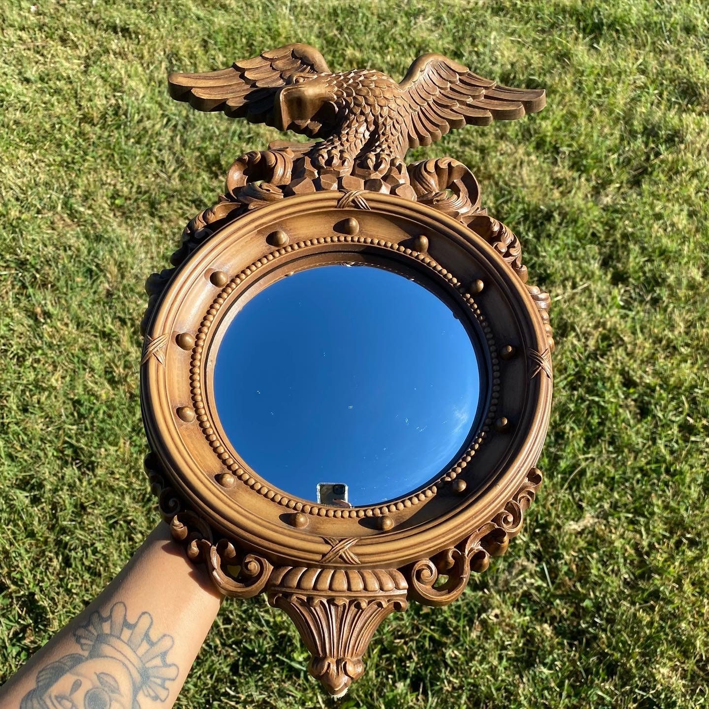 Shaving Mirror Antique Scolloped Edge Victorian Personal -  Portugal