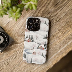 Winter Wonderland Phone Case, Cozy Cottage Design for iPhone, Gift for Nature Lovers, Holiday Essential, Unique Tech Accessory