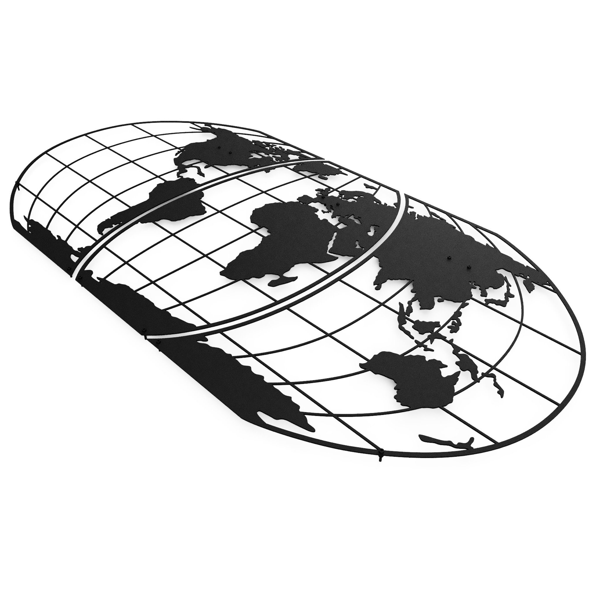 Metal World Map globe Projection Metal Wall Art Office Etsy UK