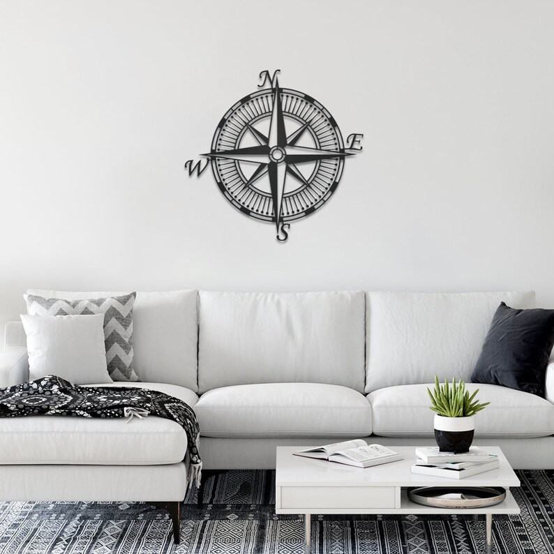Nautical Compass Metal Wall Art Large Indoor Or Outdoor Wall Etsy Uk