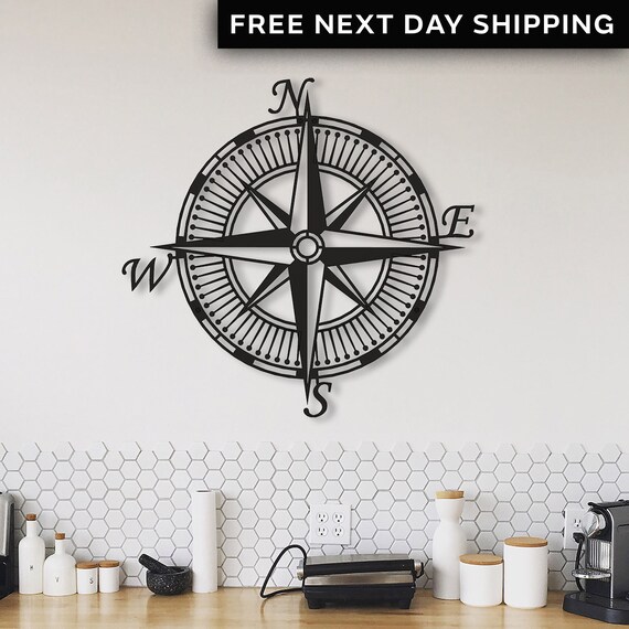 Nautical Compass Metal Wall Art Large Indoor or Outdoor Wall Etsy UK