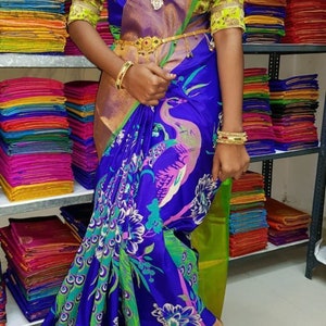 uppada silk saree| uppada silk saree with blouse| Blue soft silk saree| designer bridal saree| Bollywood wedding saree