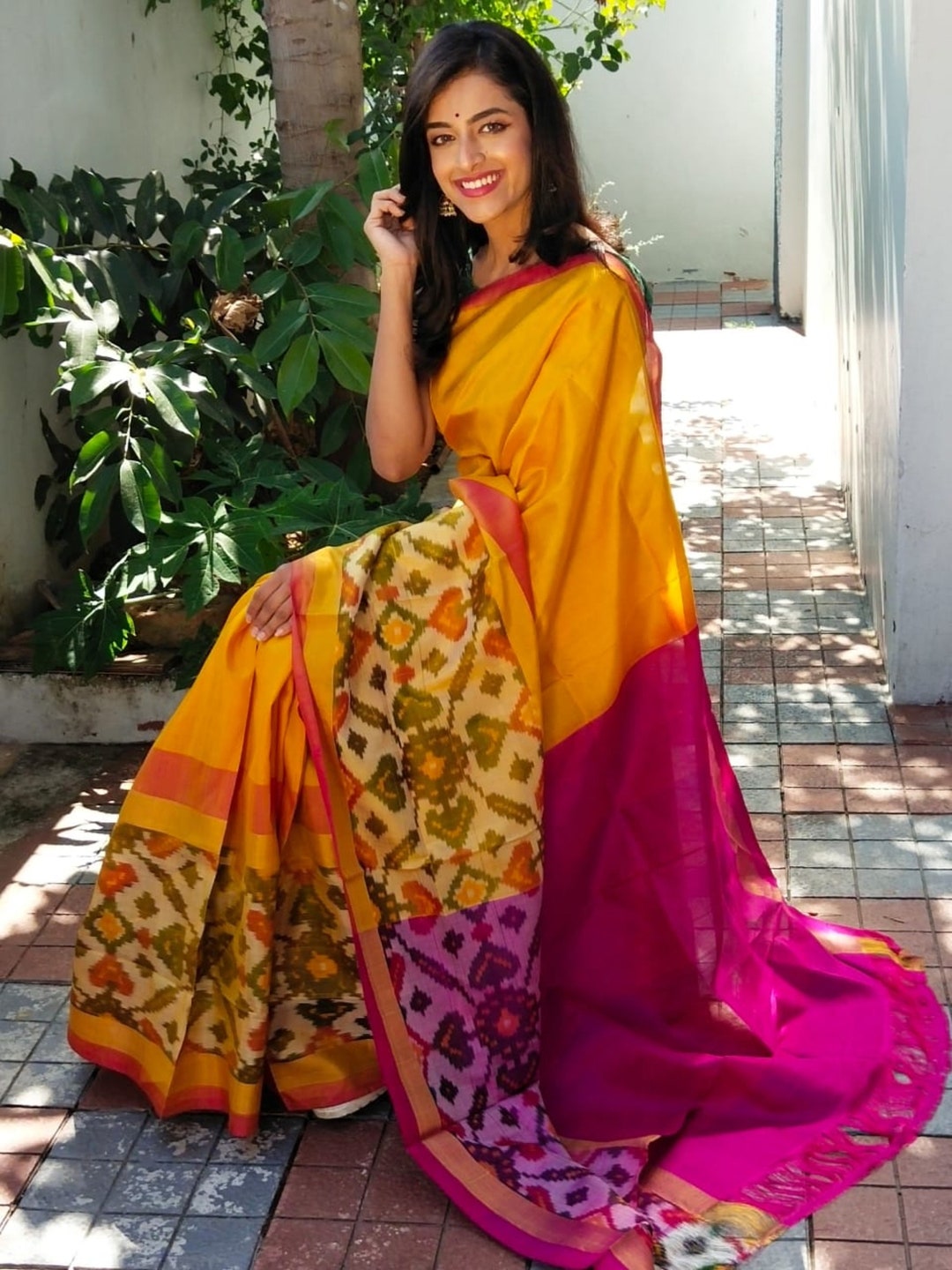 Uppada Silk Saree Uppada Silk Saree With Blouse Yellow Soft - Etsy