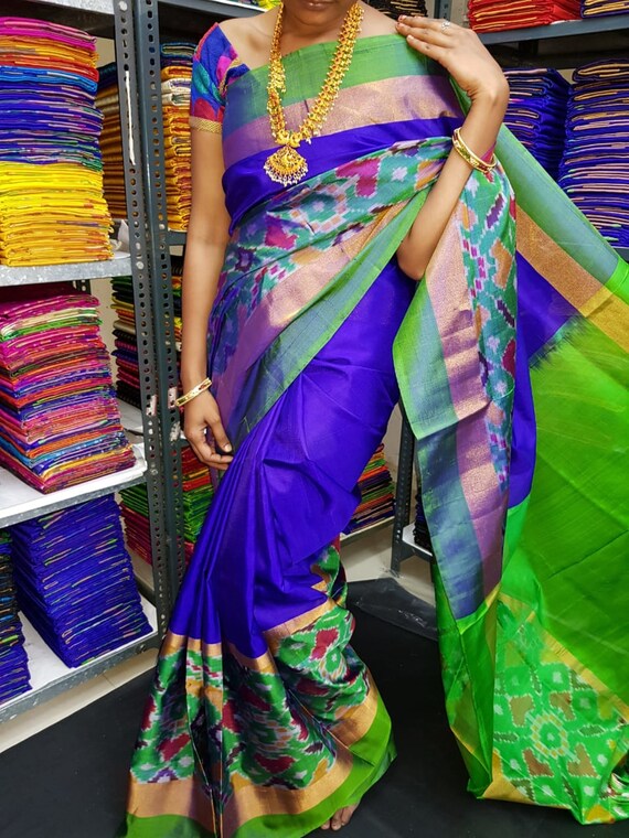 Uppada Silk Saree Uppada Silk Saree With Blouse Blue Soft Silk