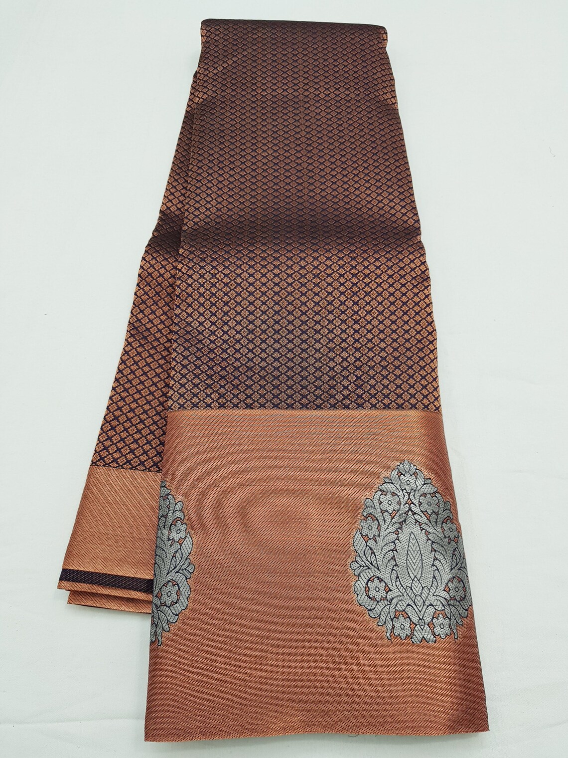 Kanchipuram Pure Handloom Copper Full Zari Bridal Saree with Etsy