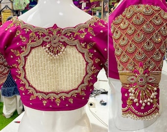 Maggam Blouse In Pink Colour | Handmade Embroidery Blouse | Blouse| Saree Blouse| Designer Blouse | Bridal Blouse | Custom Blouse| Zardosi