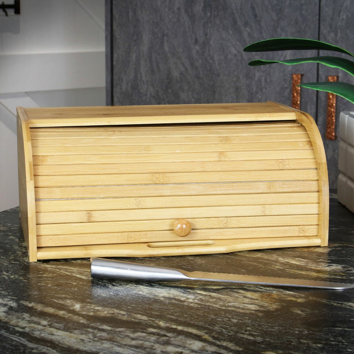 New Handmade Natural Bamboo Roll Top Bread Box Bamboo Bread Etsy UK