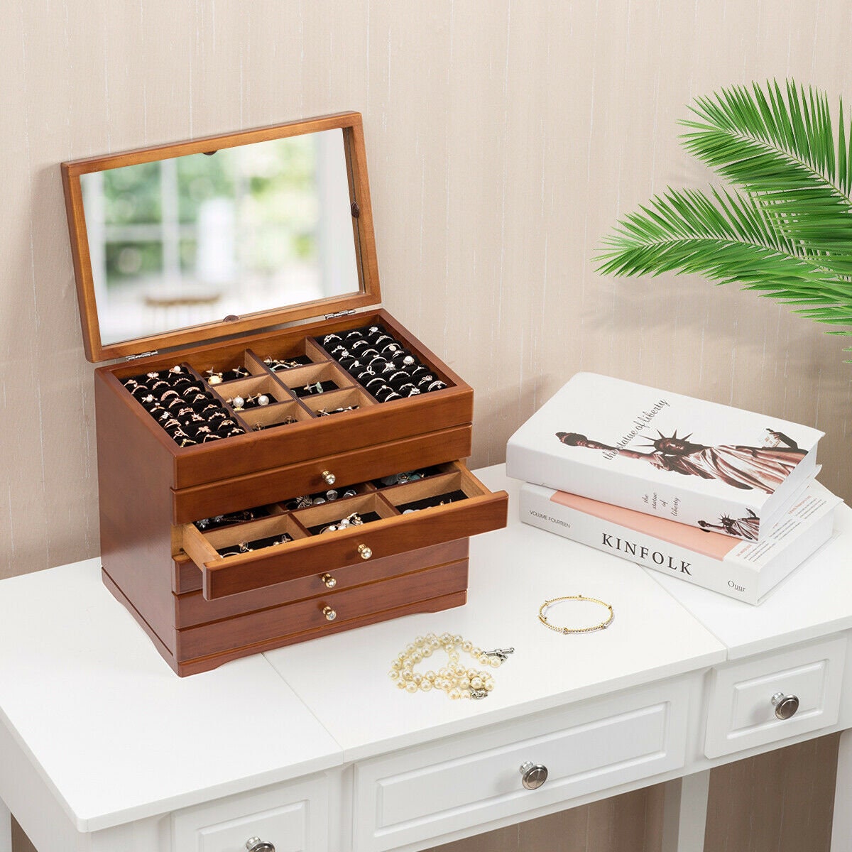Storage Organizer Vintage Wooden Jewellery Box Five Drawers | Etsy