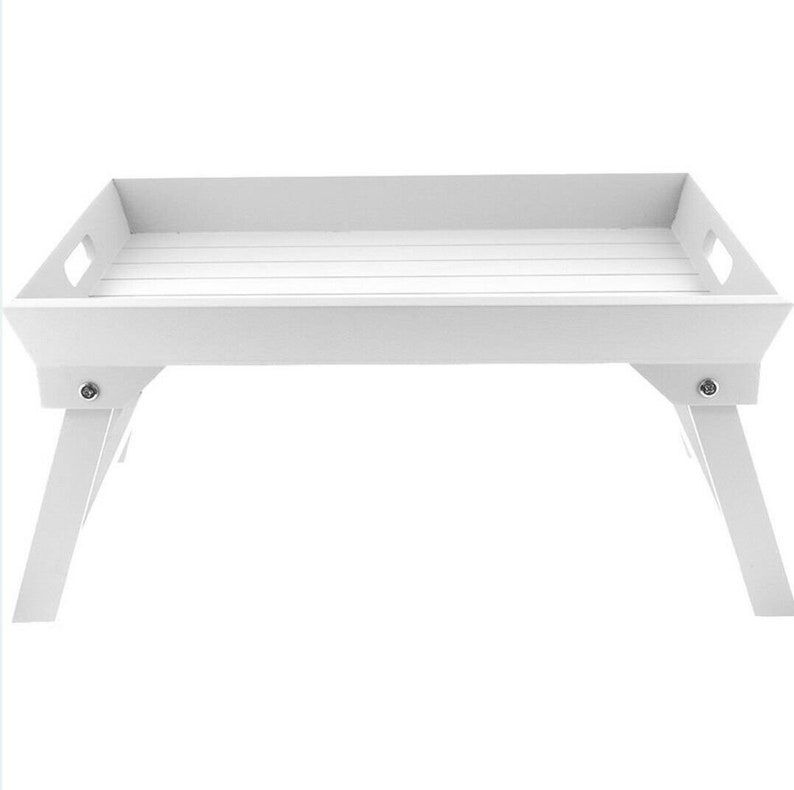 Wooden Foldable Bed Tray / Food Tray White Serving Lap Over Etsy