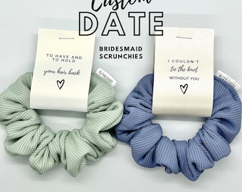 CUSTOM WEDDING DATE Personalized Bridesmaid Proposal Gift Scrunchies