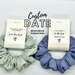 CUSTOM WEDDING DATE Personalized Bridesmaid Proposal Gift Scrunchies