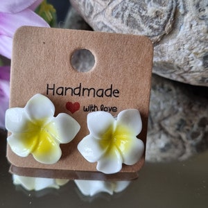 Plumeria Beach Flower stud earrings