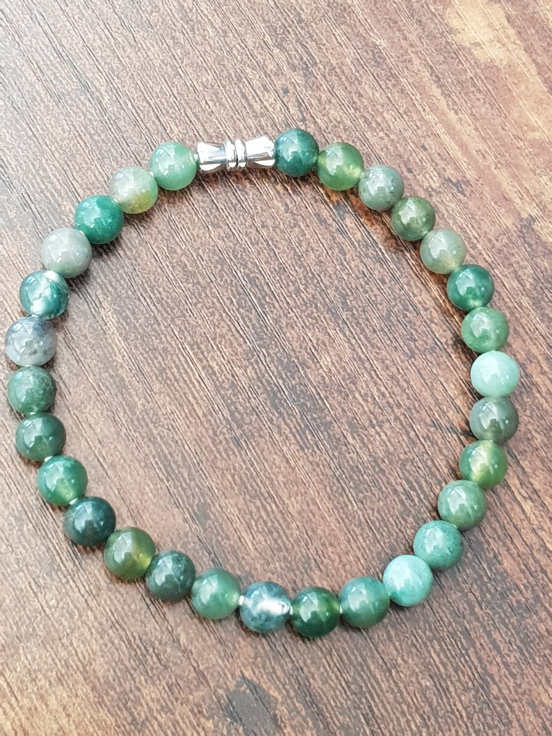Moss Agate beaded bracelet