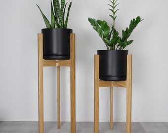 Plant Stand and Pot Set / "Element" White Oak / Indoor planter stand / tall plant stand / mid century modern plant stand