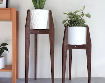 Plant Stand "Deluxe" , Mid century modern style, handmade in Canada, Solid Hardwood