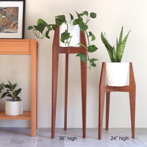 Plant Stand "Deluxe" Sapele Mahogany / mid century modern style / handmade in Canada