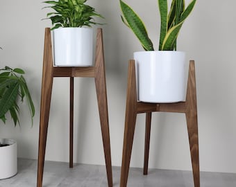 モダンプラントスタンド「フレア」/ ミッドセンチュリーモダン屋内プラントスタンド/ 背の高いプラントスタンド/