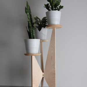 Three Tier Plant Stand, Maple, Mid-century modern, Solid Hardwood image 3