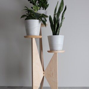 Three Tier Plant Stand, Maple, Mid-century modern, Solid Hardwood image 4