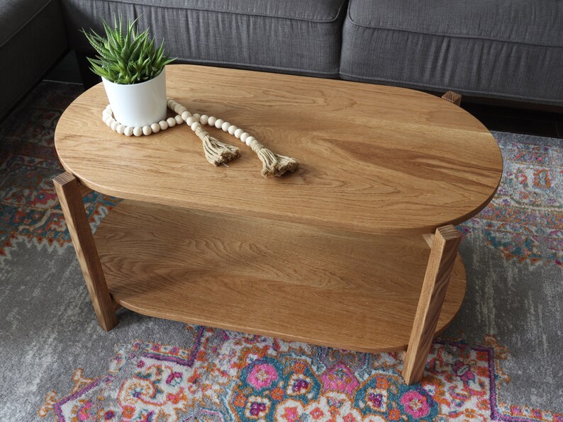 White Oak Coffee Table Solid Wood Racetrack Shape Etsy Canada