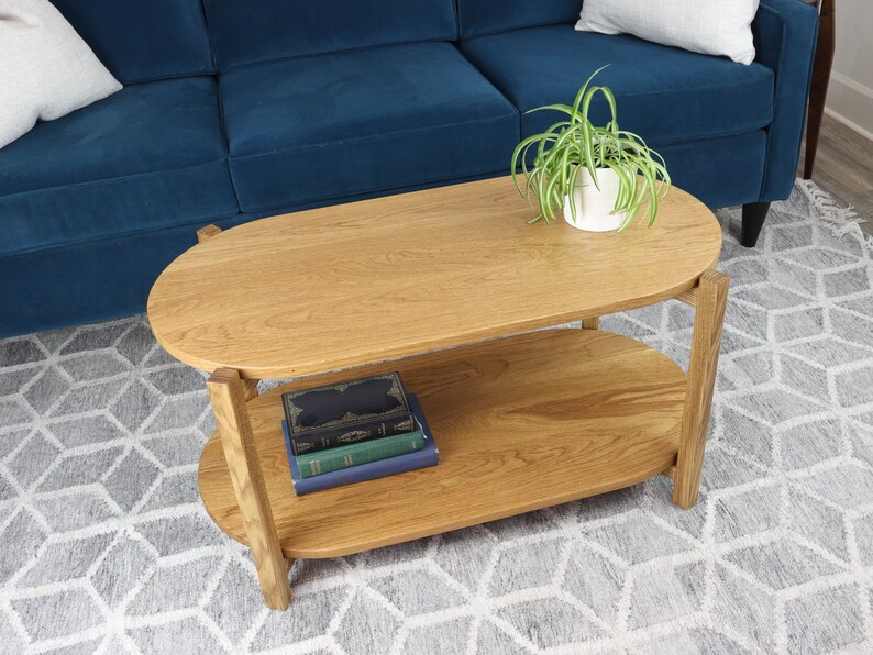White Oak Coffee Table Solid Wood Racetrack Shape Etsy Canada