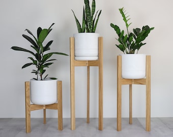 Plant Stand "Element" White Oak - Mid century modern inspired - handmade Canada