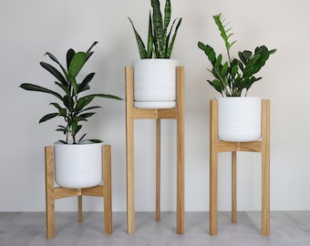 Plant Stand "Element" White Oak / Indoor planter stand / tall plant stand / mid century modern plant stand / handmade