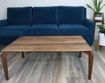 Walnut Coffee Table Mid-Century Modern Style