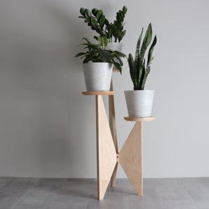 Three Tier Plant Stand, Maple, Mid-century modern, Solid Hardwood image 1