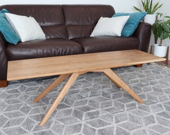Coffee Table, Solid Wood, Midcentury Modern, Handmade in Canada, Rectangular