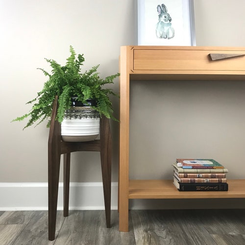 Oak Wood Plant Stand Mid Century Modern Style. | Etsy