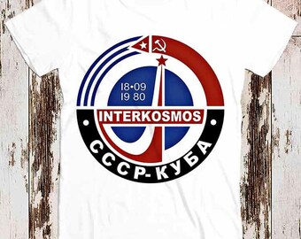 Interkosmos Soviet Union 80s Space Program Tee Top Ladies Unisex T shirt 8352