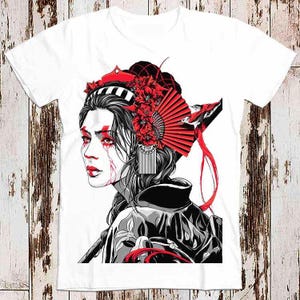 Mecha Geisha Japanese Art Drawing Super Cool Best Gift Top Tee T Shirt 8811