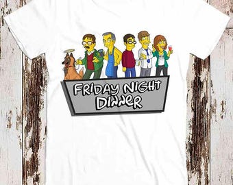 Cena del viernes por la noche, caricaturas divertidas de cómics, Jim Bell Shalom, regalo ideal, camiseta vintage blanca unisex y para mujer 8225