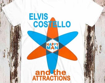 Elvis Costello Get Happy Cool Tee Top Retro  Vintage Style Unisex Ladies T shirt 8338