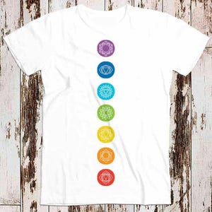 7 Chakra T Shirt Spiritual Meditation Yoga Psychedelic Consicious Namaste Crown Asana Vishuddhi 8388