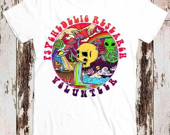 Psychedelic Research Volunteer Best Seller T Shirt Music Retro Top Tee Gift Cool Unisex 8608
