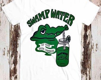 Alligator Swamp Water Tee Top Retro Cool Vintage Style Unisex & Ladies T shirt 8229